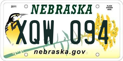 NE license plate XQW094