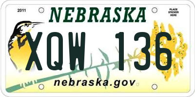 NE license plate XQW136