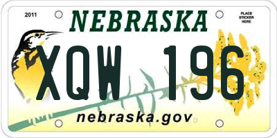 NE license plate XQW196