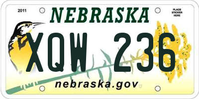 NE license plate XQW236