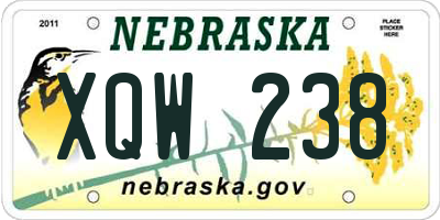 NE license plate XQW238
