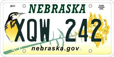 NE license plate XQW242