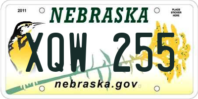 NE license plate XQW255