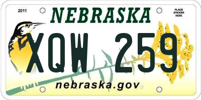 NE license plate XQW259