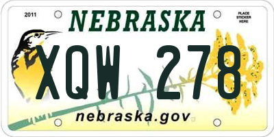 NE license plate XQW278