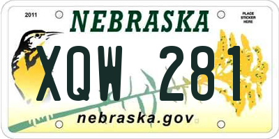 NE license plate XQW281