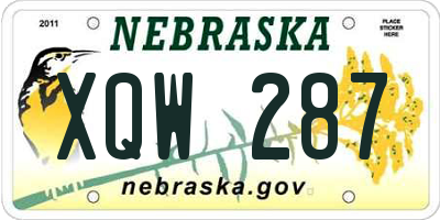 NE license plate XQW287