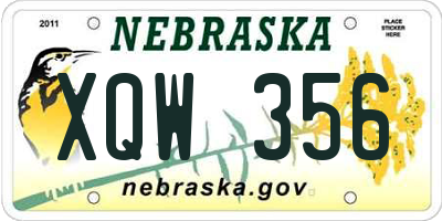 NE license plate XQW356