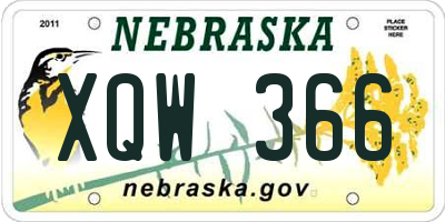 NE license plate XQW366