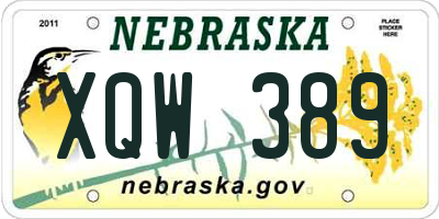 NE license plate XQW389