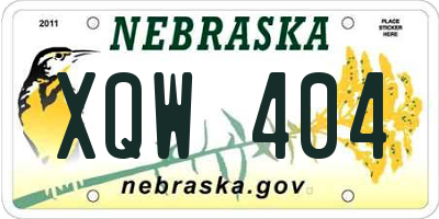 NE license plate XQW404