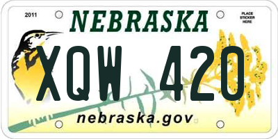 NE license plate XQW420