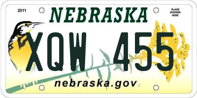 NE license plate XQW455