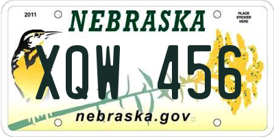 NE license plate XQW456