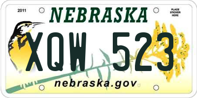 NE license plate XQW523