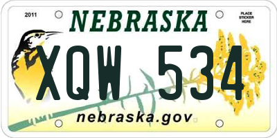 NE license plate XQW534