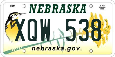 NE license plate XQW538