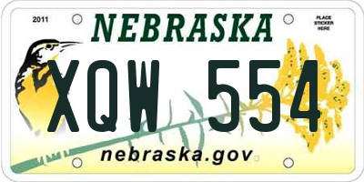 NE license plate XQW554