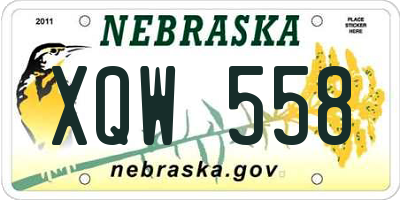NE license plate XQW558