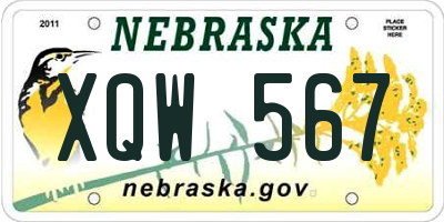 NE license plate XQW567