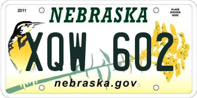 NE license plate XQW602