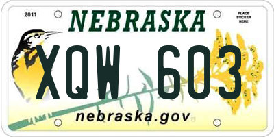 NE license plate XQW603