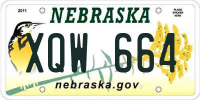 NE license plate XQW664