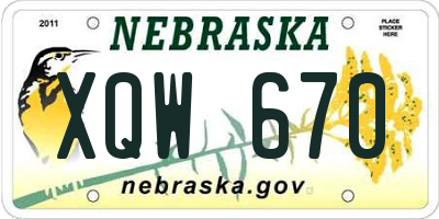NE license plate XQW670