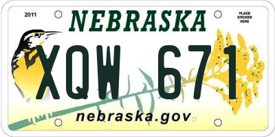 NE license plate XQW671