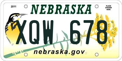 NE license plate XQW678