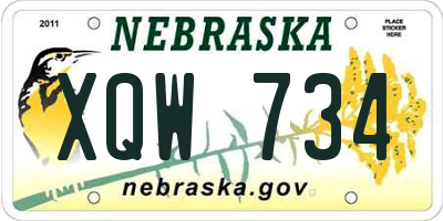 NE license plate XQW734