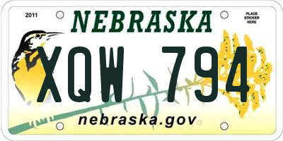 NE license plate XQW794