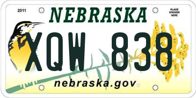 NE license plate XQW838