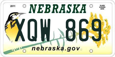 NE license plate XQW869