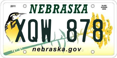 NE license plate XQW878
