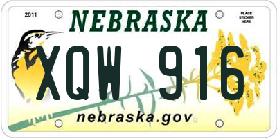 NE license plate XQW916
