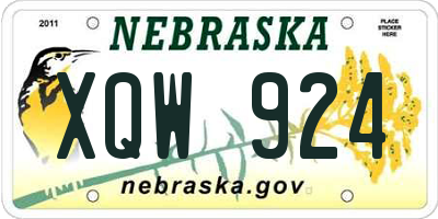 NE license plate XQW924