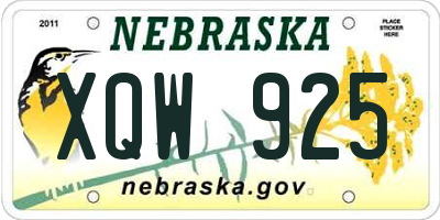 NE license plate XQW925