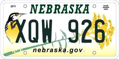 NE license plate XQW926