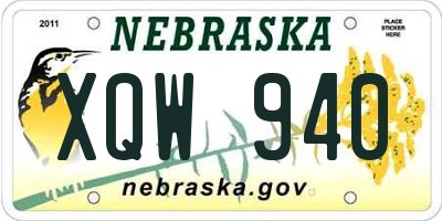 NE license plate XQW940