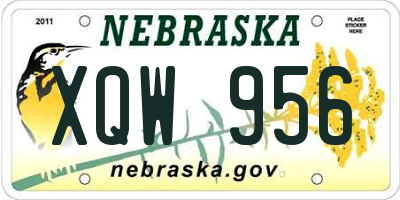 NE license plate XQW956