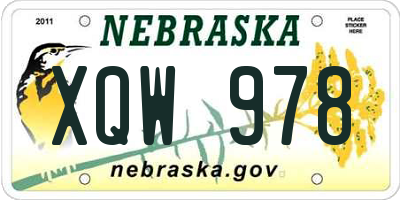 NE license plate XQW978