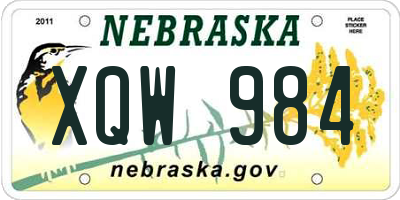 NE license plate XQW984