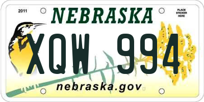 NE license plate XQW994