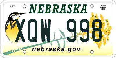 NE license plate XQW998
