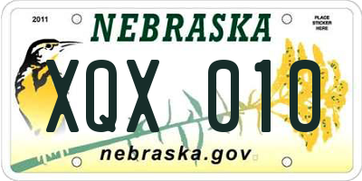 NE license plate XQX010