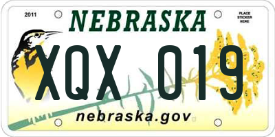 NE license plate XQX019