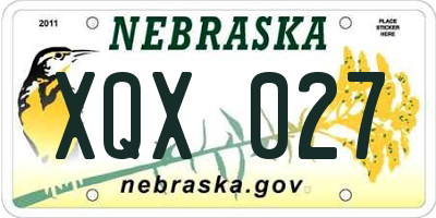 NE license plate XQX027