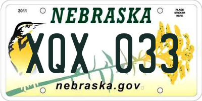 NE license plate XQX033
