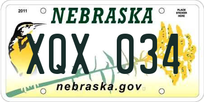NE license plate XQX034